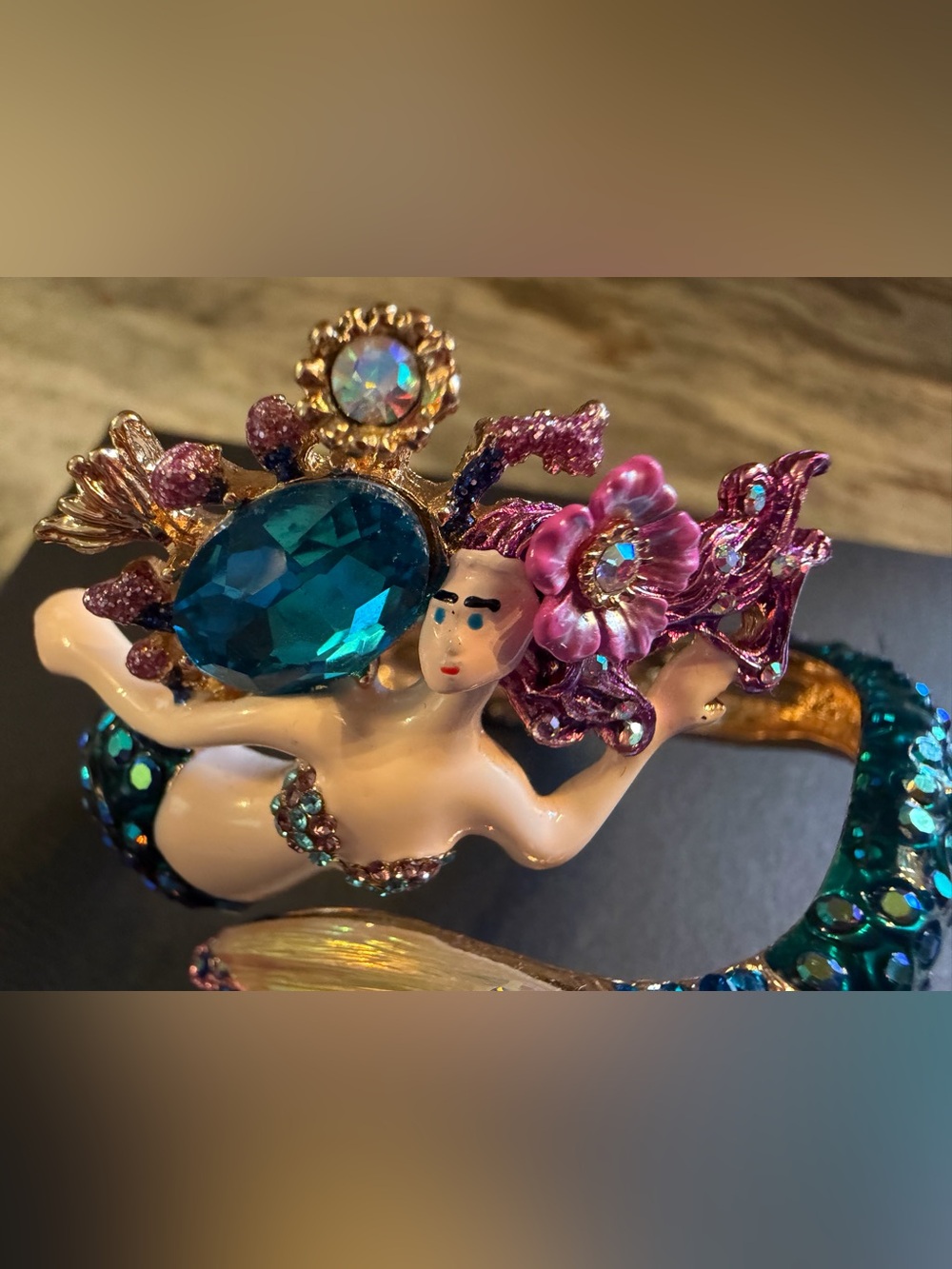 Betsey Johnson Teal, Gold & Pink Mermaid Cuff Bracelet - Picture 3 of 6